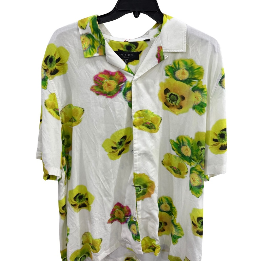 Rag & Bone White Floral Button-Down Shirt – XL